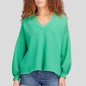 XiRENA Dayna V Neck Long Sleeve Sweatshirt in Green Leaf XS
